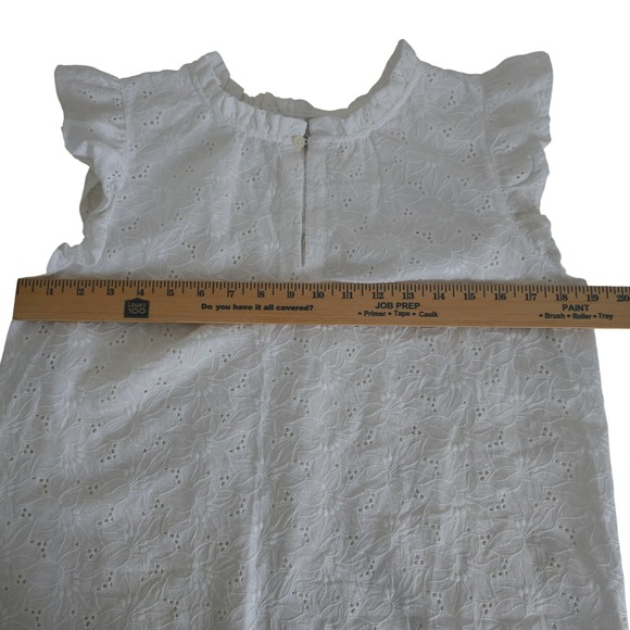 LOFT White Eyelet Lace Blouse Ruffled Sleeve M Cottagecore Boho Coastal Top - Picture 7 of 15